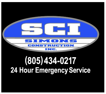 The SCI Simons Construction Inc. logo: SCI in white on a blue oval, above the phone number.